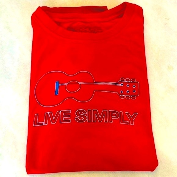 Patagonia Men’s Size X-Large Red T-shirt “Live Simply” guitar graphic - Picture 1 of 3